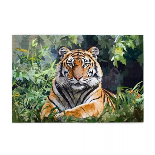 Puzzle 1000 Teile Tiger Modern und pflanzlich 70 x 50 cm Erwachsene Kinder Puzzle Holz Klassisch 1000 Teile Einzigartige Wohnkultur von POKXAEU