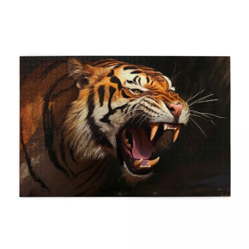Roaring Tiger Painting Art Puzzle 1000 Teile, Holzpuzzles für Erwachsene und Kinder Geschenk, Impossible Puzzle, Geschicklichkeitsspiele Roaring Tiger Painting Art Puzzle 1000 Teile, Holzpuzzles für Erwachsene und Kinder Geschenk, Impossible Puzzle, Geschicklichkeitsspiele von POKXAEU