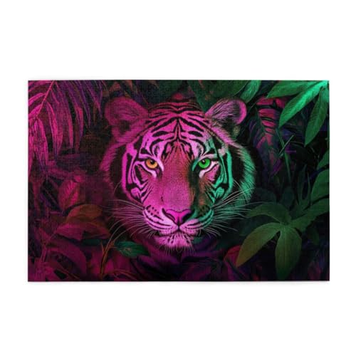 Rot-Grüner Dschungeltiger Puzzle 1000 Teile, Holzpuzzles für Erwachsene, Impossible Puzzle perfekt für Game Nights, Familie Und Freunde Rot-Grüner Dschungeltiger Puzzle 1000 Teile, Holzpuzzles für Erwachsene, Impossible Puzzle perfekt für Game Nights, Familie Und Freunde von POKXAEU