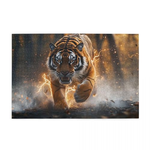 Running Lightning Tiger Puzzles für Erwachsene 1000 Teile für Heimdekoration, Geschenke, Familien-Puzzle, perfekt für Spieleabende von POKXAEU