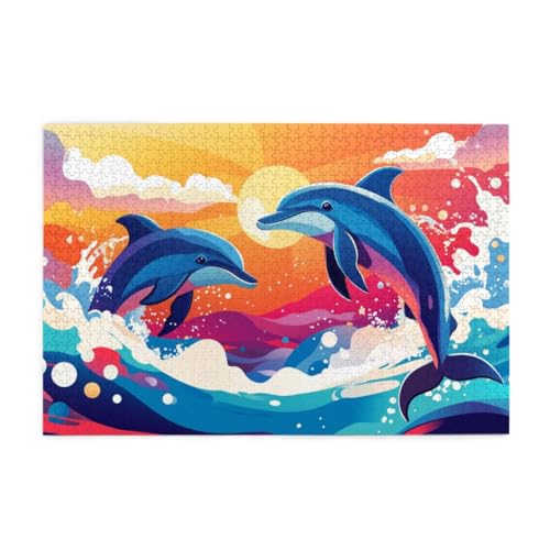 Springender Sonnendelfin Holzpuzzles 1000 Teile perfekt für Game Nights Geschicklichkeitsspiel für die ganze Familie Raumdekoration Springender Sonnendelfin Holzpuzzles 1000 Teile perfekt für Game Nights Geschicklichkeitsspiel für die ganze Familie Raumdekoration von POKXAEU