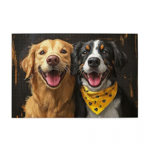 Süße Moderne Hunde-Kunst Puzzle 1000 Teile, Holzpuzzles für Erwachsene und Kinder Geschenk, Impossible Puzzle, Geschicklichkeitsspiele Süße Moderne Hunde-Kunst Puzzle 1000 Teile, Holzpuzzles für Erwachsene und Kinder Geschenk, Impossible Puzzle, Geschicklichkeitsspiele von POKXAEU
