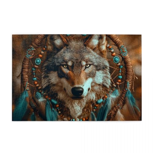 Traumfänger-Wolf-Kunst Wooden Puzzle 1000 Teile, Impossible Puzzle für Erwachsene Geschenk für Erwachsene Familie und Freunde Traumfänger-Wolf-Kunst Wooden Puzzle 1000 Teile, Impossible Puzzle für Erwachsene Geschenk für Erwachsene Familie und Freunde von POKXAEU