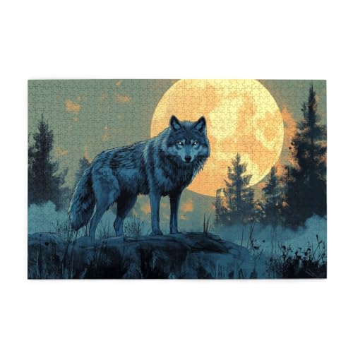 Vollmond, Waldwolf Holzpuzzles 1000 Teile perfekt für Game Nights Geschicklichkeitsspiel für die ganze Familie Raumdekoration Vollmond, Waldwolf Holzpuzzles 1000 Teile perfekt für Game Nights Geschicklichkeitsspiel für die ganze Familie Raumdekoration von POKXAEU