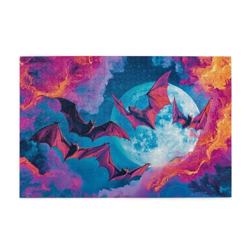 Vollmond-Fledermausnacht Puzzle 1000 Teile, Holzpuzzles für Erwachsene, Impossible Puzzle perfekt für Game Nights, Familie Und Freunde Vollmond-Fledermausnacht Puzzle 1000 Teile, Holzpuzzles für Erwachsene, Impossible Puzzle perfekt für Game Nights, Familie Und Freunde von POKXAEU