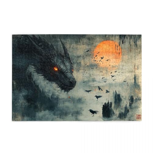 Vollmond-Schwarzer Drache Puzzles für Erwachsene 1000 Teile für Heimdekoration, Geschenke, Familien-Puzzle, perfekt für Spieleabende Vollmond-Schwarzer Drache Puzzles für Erwachsene 1000 Teile für Heimdekoration, Geschenke, Familien-Puzzle, perfekt für Spieleabende von POKXAEU