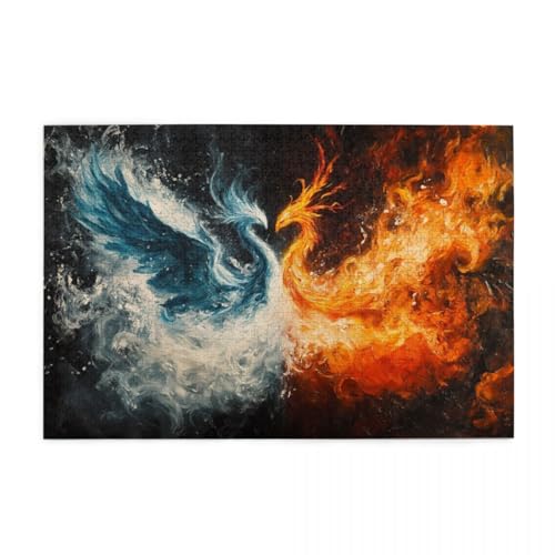 Wasser- und Feuer-Phönix Puzzles für Erwachsene 1000 Teile für Heimdekoration, Geschenke, Familien-Puzzle, perfekt für Spieleabende Wasser- und Feuer-Phönix Puzzles für Erwachsene 1000 Teile für Heimdekoration, Geschenke, Familien-Puzzle, perfekt für Spieleabende von POKXAEU