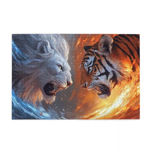 Wasserlöwe vs. Feuertiger Holzpuzzles 1000 Teile perfekt für Game Nights Geschicklichkeitsspiel für die ganze Familie Raumdekoration Wasserlöwe vs. Feuertiger Holzpuzzles 1000 Teile perfekt für Game Nights Geschicklichkeitsspiel für die ganze Familie Raumdekoration von POKXAEU