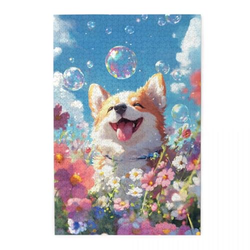 Wildblumen, süßer Corgi Wooden Puzzle 1000 Teile, Impossible Puzzle für Erwachsene Geschenk für Erwachsene Familie und Freunde Wildblumen, süßer Corgi Wooden Puzzle 1000 Teile, Impossible Puzzle für Erwachsene Geschenk für Erwachsene Familie und Freunde von POKXAEU