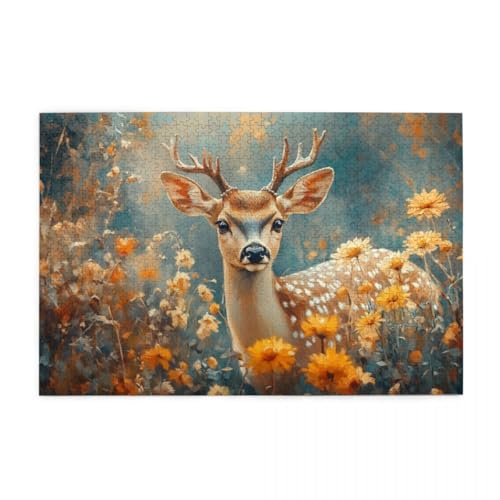 Wildflowers Wildlife sika Deer Puzzles für Erwachsene 1000 Teile für Heimdekoration, Geschenke, Familien-Puzzle, perfekt für Spieleabende Wildflowers Wildlife sika Deer Puzzles für Erwachsene 1000 Teile für Heimdekoration, Geschenke, Familien-Puzzle, perfekt für Spieleabende von POKXAEU
