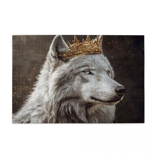 Wolfskönig, Wolfskrone Puzzle 1000 Teile, Holzpuzzles für Erwachsene, Impossible Puzzle perfekt für Game Nights, Familie Und Freunde von POKXAEU