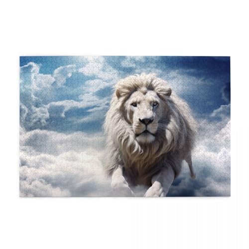 Wolkentier: Weißer Löwe Puzzles für Erwachsene 1000 Teile für Heimdekoration, Geschenke, Familien-Puzzle, perfekt für Spieleabende Wolkentier: Weißer Löwe Puzzles für Erwachsene 1000 Teile für Heimdekoration, Geschenke, Familien-Puzzle, perfekt für Spieleabende von POKXAEU