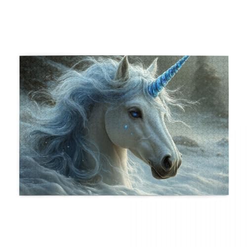 Wunderschönes weißes Einhorn Puzzles für Erwachsene 1000 Teile für Heimdekoration, Geschenke, Familien-Puzzle, perfekt für Spieleabende von POKXAEU