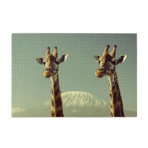 Zwei Giraffen Wooden Puzzle 1000 Teile, Impossible Puzzle für Erwachsene Geschenk für Erwachsene Familie und Freunde von POKXAEU