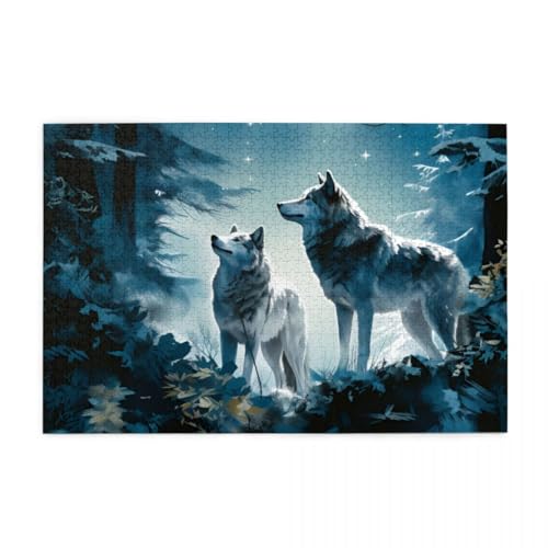 Zwei Wölfe im Wald Holzpuzzles 1000 Teile perfekt für Game Nights Geschicklichkeitsspiel für die ganze Familie Raumdekoration Zwei Wölfe im Wald Holzpuzzles 1000 Teile perfekt für Game Nights Geschicklichkeitsspiel für die ganze Familie Raumdekoration von POKXAEU