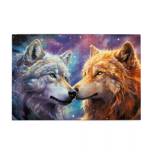 Zwillingswolf-Gemälde Puzzle 1000 Teile, Holzpuzzles für Erwachsene und Kinder Geschenk, Impossible Puzzle, Geschicklichkeitsspiele Zwillingswolf-Gemälde Puzzle 1000 Teile, Holzpuzzles für Erwachsene und Kinder Geschenk, Impossible Puzzle, Geschicklichkeitsspiele von POKXAEU