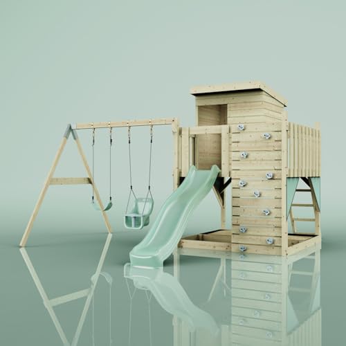 PolarPlay Spielturm Björn aus Holz in Grün Babyschaukel PolarPlay Spielturm Björn aus Holz in Grün Babyschaukel von POLAR PLAY