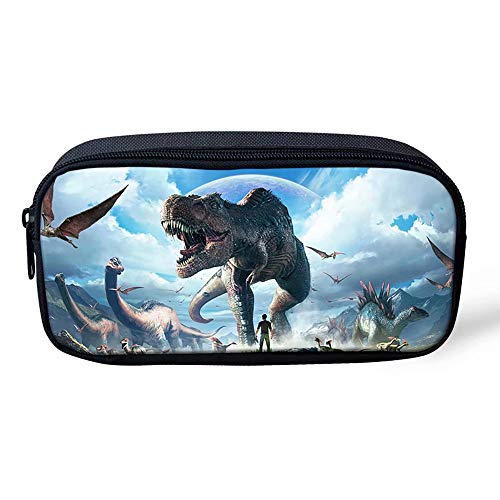 POLERO Dino Pencil Case Federmäppchen Tyrannosaurus Dilophosaurus Tanystropheus Pterodaktylus Dinosaurier Schlampermäppchen Faulenzer Box Federmappe Stifte Etui von POLERO