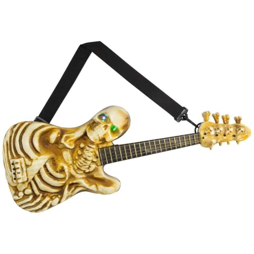 POLISH Beleuchtete Rockende Skelettgitarre mit Sound, Halloween-Dekoration, Halloween-Totenkopf, E-Gitarre, Anhänger, Requisiten POLISH Beleuchtete Rockende Skelettgitarre mit Sound, Halloween-Dekoration, Halloween-Totenkopf, E-Gitarre, Anhänger, Requisiten von POLISH