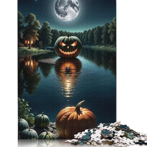 1000 Stück Halloween-Kürbis-Papierpuzzle für Erwachsene, schwer zu lösen, ideal für Heiligabend, 1000 Teile (38 x 26 cm) von POLIUAWS