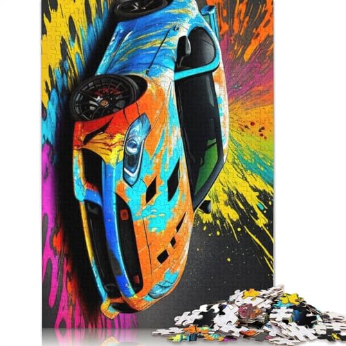 1000 Stück bunte Sportwagen-Papierpuzzles für Erwachsene, Puzzles, Weihnachtsgeschenke, Lernspielzeug, Spielzeug, 1000 Teile (38 x 26 cm) von POLIUAWS