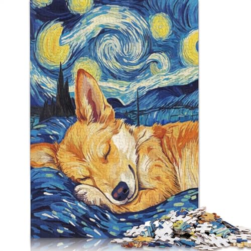 1000 Teile „Corgi in der Sternennacht“, Puzzle, Schwierigkeitsgrad, Lernspiele, Spielzeug, 1000 Teile (38 x 26 cm) von POLIUAWS