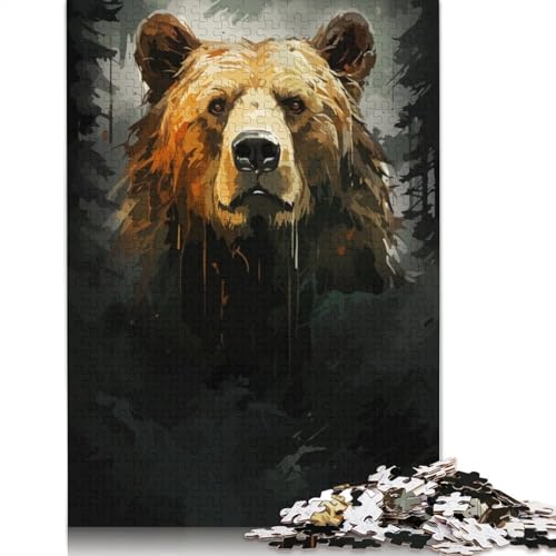 1000 Teile „Grizzlybär starrt“ Puzzle für Erwachsene, Schwierigkeitsgrad: Puzzle, Lernspielzeug, Spiele, 1000 Teile (38 x 26 cm) von POLIUAWS