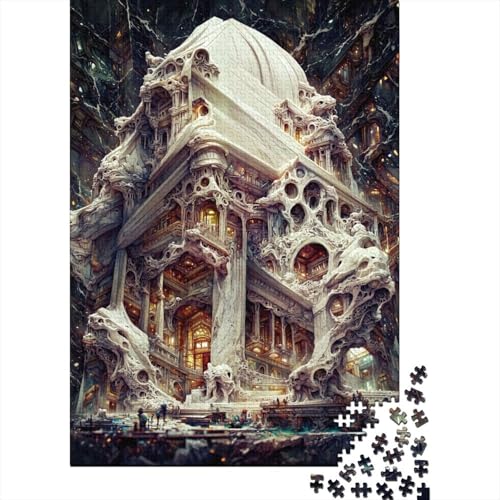 1000 Teile "A Black Marble Hall" Puzzle für Erwachsene, Halloween-Geschenk, Puzzle, Lernspiel, Herausforderung, Spielzeug, 1000 Teile (38x26cm) von POLIUAWS