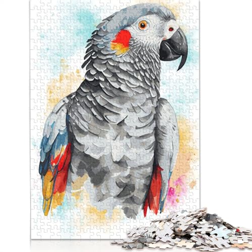 1000 Teile Abstraktes Graupapagei-Kunst-Puzzle, Schwierigkeitsgrad Puzzle, Lernspiel, Spielzeug, 1000 Teile (75 x 50 cm) von POLIUAWS