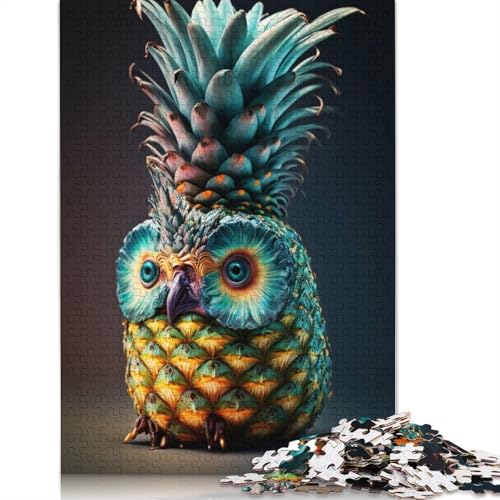 1000 Teile Ananas-Eulen-Porträt-Puzzle, Schwierigkeitsgrad für Erwachsene, Lernspielzeug, Spiele, 1000 Teile (38 x 26 cm) von POLIUAWS