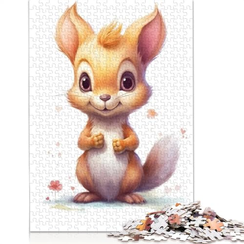 1000 Teile Aquarell-Baby-Eichhörnchen-Puzzle, Schwierigkeitsgrad für Erwachsene, entspannendes Spiel, Spielzeug, 1000 Teile (75 x 50 cm) von POLIUAWS