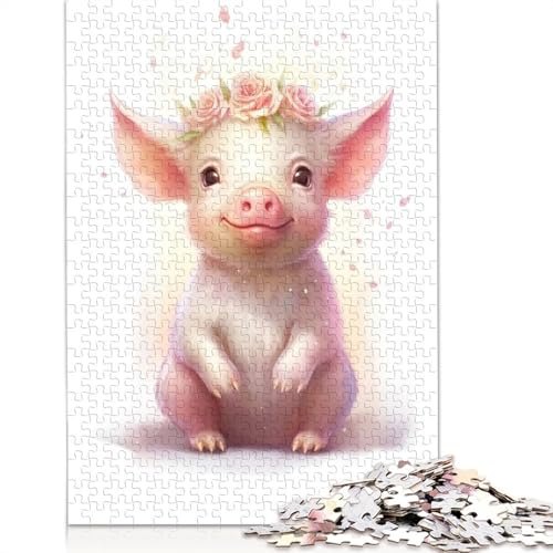 1000 Teile Aquarell-Puzzle mit Schweinchenbaby, Schwierigkeitsgrad, Lernspiele, Spielzeug, 1000 Teile (75 x 50 cm) von POLIUAWS