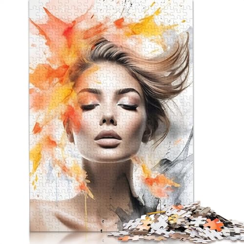 1000 Teile Aquarellmalerei Mädchen Puzzle für Erwachsene und Jugendliche, Lernspielzeug aus Holz zum Lernen, 1000 Teile (75 x 50 cm) von POLIUAWS