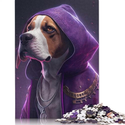 1000 Teile Art Beagle Hip Hop Puzzle für Erwachsene, Holzpuzzle, Halloween-Geschenke, Puzzle für Erwachsene, Lernspiel, Herausforderung Spielzeug (75x50cm) von POLIUAWS