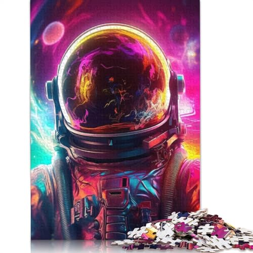 1000 Teile Astronauten Kunst Puzzle für Erwachsene, Halloween-Geschenk, Holzpuzzle für Erwachsene, 1000 Teile (75x50cm) von POLIUAWS