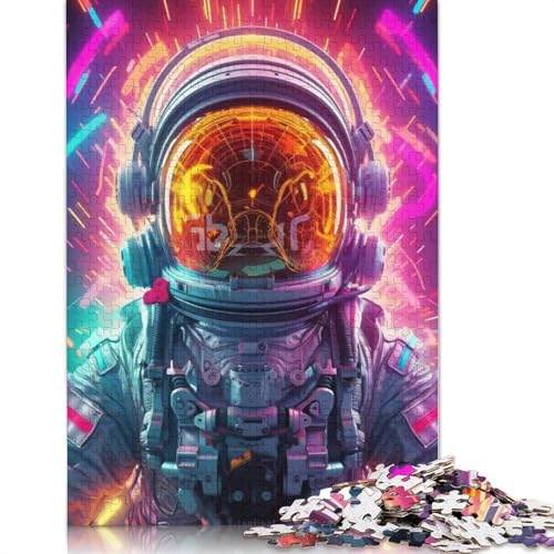 1000 Teile Astronauten Kunst Puzzle für Erwachsene, Halloween-Geschenk, Holzpuzzle für Erwachsene, 1000 Teile (75x50cm) von POLIUAWS