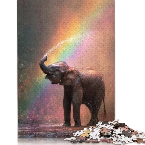 1000 Teile Baby-Elefant-Regenbogen-Dusche-Papierpuzzles, Papierpuzzles für Erwachsene und Jugendliche ab 12 Jahren, 1000 Stück (75 x 50 cm) von POLIUAWS