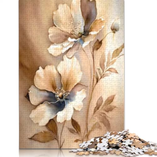 1000 Teile Beige Blumen Puzzle für Erwachsene Teenager, Lernspiele für Zuhause, DIY Spielzeug, Weihnachtsgeschenke, 1000 Teile (38x26cm) von POLIUAWS