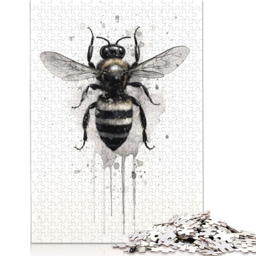 1000 Teile Bienenschönheit Schwarze Tinte Puzzles Puzzle für Erwachsene Schwierigkeitsgrad Puzzle Entspannende Spiele Spielzeug 1000 Stück (38x26cm) von POLIUAWS