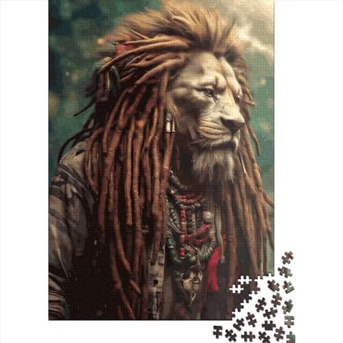 1000 Teile Blind-Rasta-Löwe Puzzle für Erwachsene und Jugendliche, Kinderpuzzle, Lernspiel für Erwachsene und Jugendliche, 1000 Teile (38 x 26 cm) von POLIUAWS
