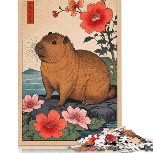 1000 Teile Capybara Japanisches Kunstpuzzle für Erwachsene Papierpuzzles Puzzles für Erwachsene Lernspiel Herausforderungsspielzeug 300 Stück (40x2 von POLIUAWS