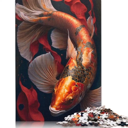 1000 Teile Carpe Koi Fisch Puzzle Schwierigkeitsgrad Puzzle Lernspiele Spielzeug 1000 Stück (75x50cm) von POLIUAWS