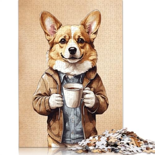 1000 Teile Corgi-Tiere Kaffee-Puzzles Puzzle Schwierigkeitsgrad Puzzle Lernspiele Spielzeug 1000 Stück (38 x 26 cm) von POLIUAWS