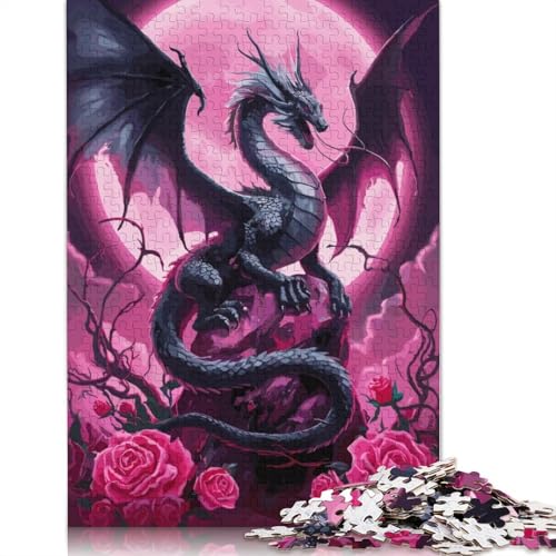 1000 Teile Drachenrosen-Puzzle, Puzzle für Erwachsene, Schwierigkeitsgrad, Lernspiel, Spielzeug, 1000 Teile (75 x 50 cm) von POLIUAWS