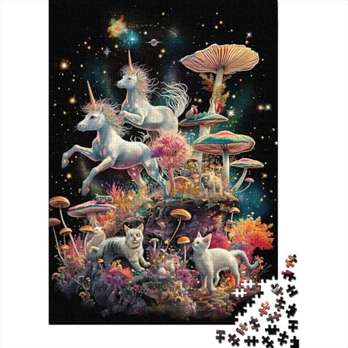 1000 Teile Einhorn Puzzle Holzpuzzle für Erwachsene Lernspiel Herausforderung Spielzeug 1000 Teile (75x50cm) von POLIUAWS