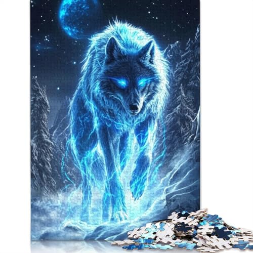 1000 Teile Elektrischer Wolf in verschneiter Landschaft Puzzle Schwierigkeitsgrad Puzzles Lernspiele Spielzeug 1000 Stück (38 x 26 cm) von POLIUAWS