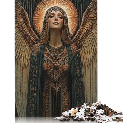 1000 Teile Engelsfigur im goldenen Licht für Erwachsene, schwieriges Puzzle aus Papier für Erwachsene, 1000 Teile (75 x 50 cm) von POLIUAWS