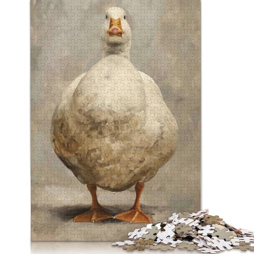 1000 Teile Ernsthaftes weißes Fettes Enten-Puzzle, Schwierigkeitsgrad Puzzle, Lernspiel, Spielzeug, 1000 Teile (75 x 50 cm) von POLIUAWS