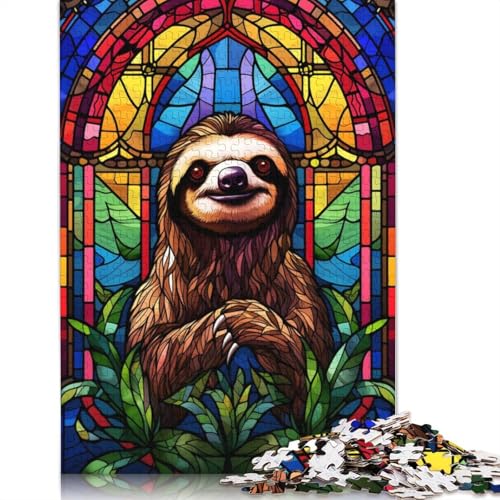 1000 Teile Faultier Buntglas-Puzzle Puzzle für Erwachsene Schwierigkeitsgrad Puzzle Lernspiel Spielzeug 1000 Stück (75x50cm) von POLIUAWS