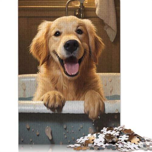 1000 Teile Golden Retriever Hund Happy Puzzles Schwierigkeitsgrad Puzzles Lernspiele Spielzeug 1000 Stück (75x50cm) von POLIUAWS